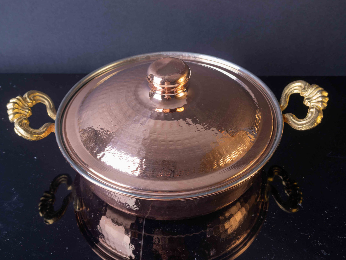 Hammered Copper Pan Set – Handmade Turkish Cookware (16–24 cm, Tin-Lined)