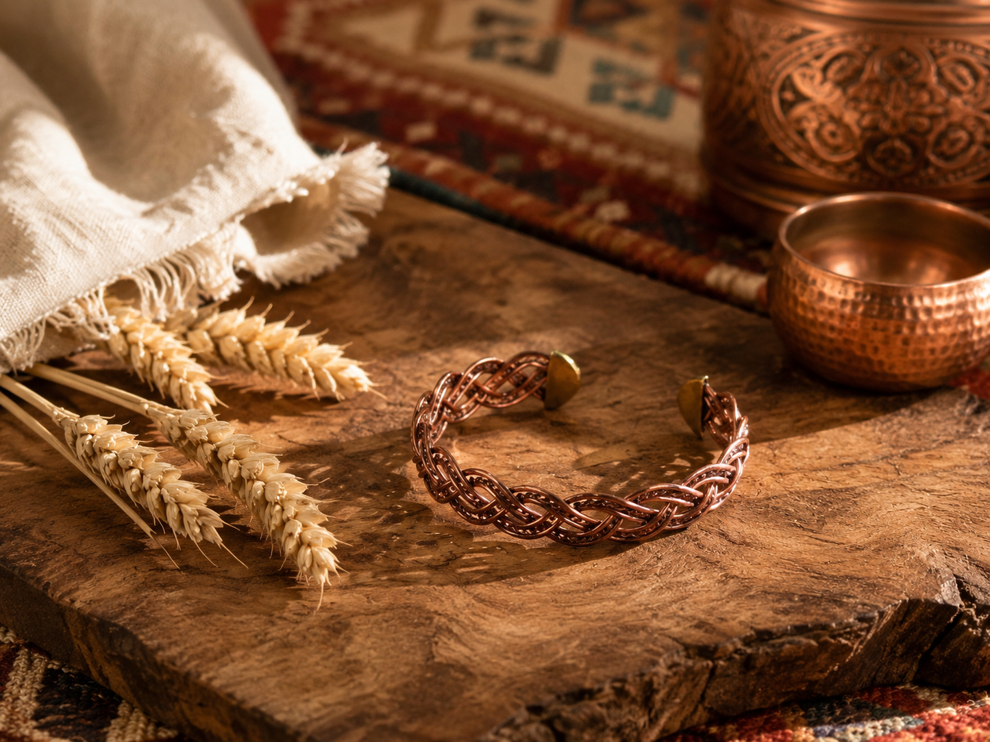 Handcrafted Braided Copper Cuff Bracelet | Artisan Copper Jewellery Men & Woman