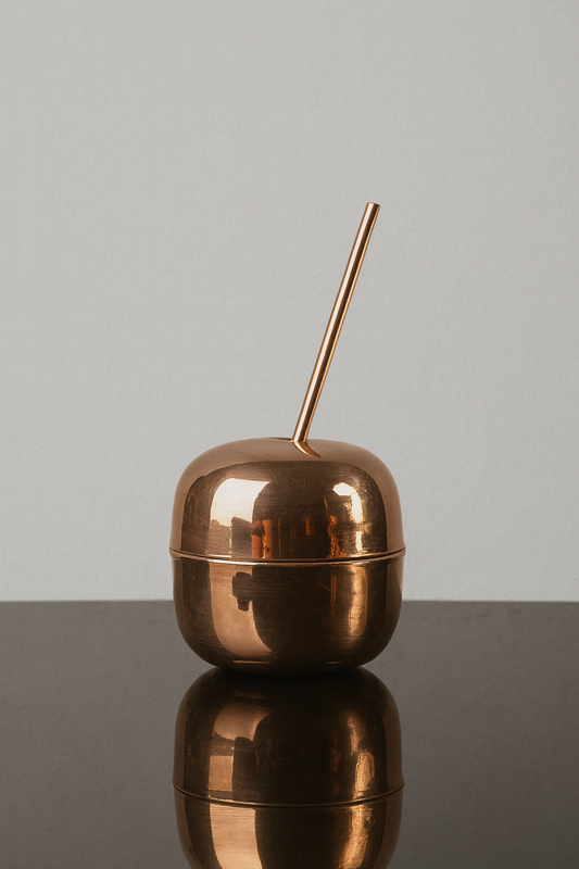 Handcrafted Copper Apple Cocktail Cup – Elegant Barware with Straw (250 ml)