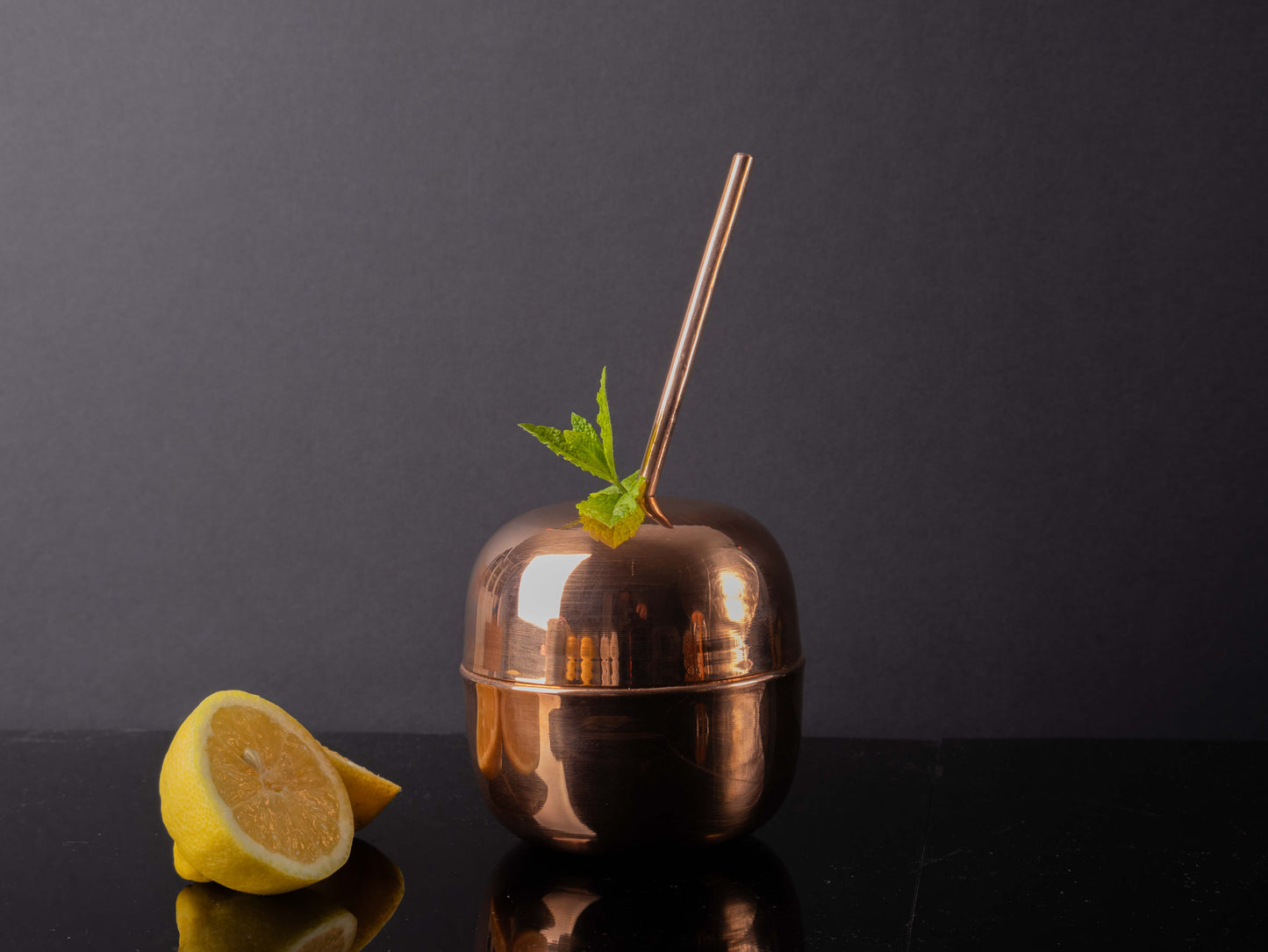 Handcrafted Copper Apple Cocktail Cup – Elegant Barware with Straw (250 ml)