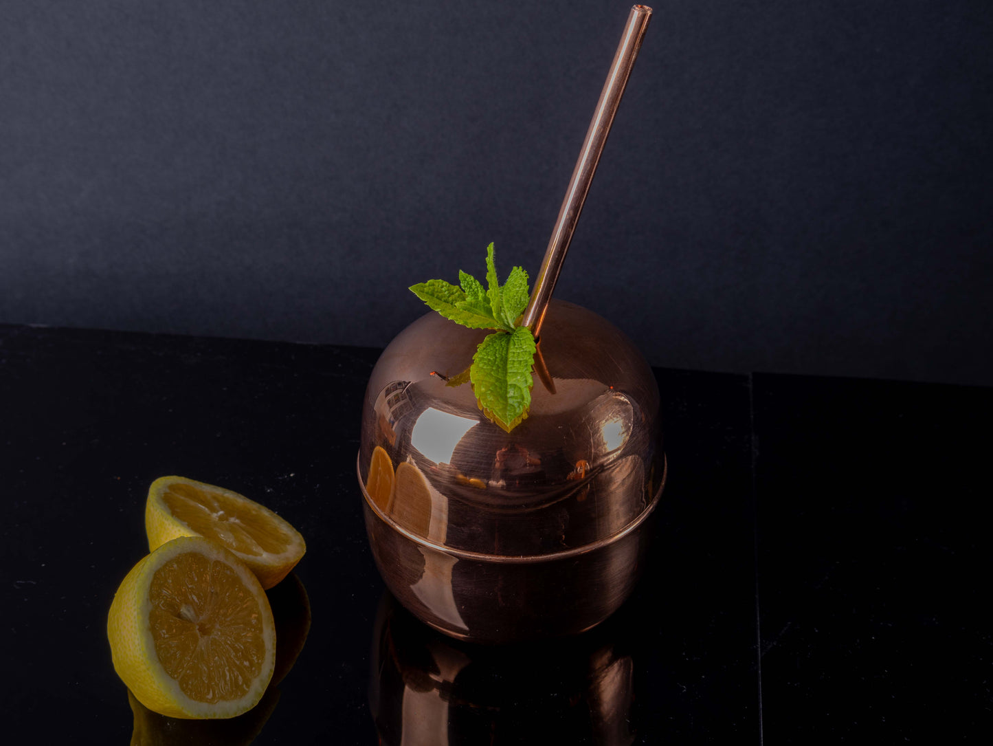 Handcrafted Copper Apple Cocktail Cup – Elegant Barware with Straw (250 ml)