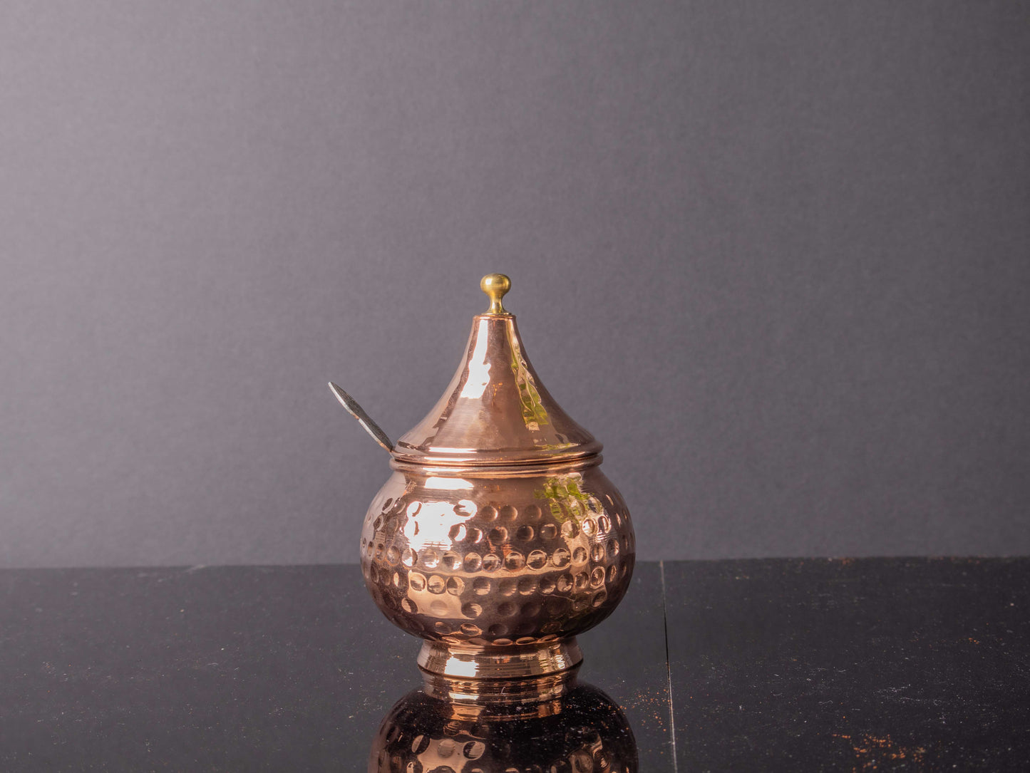Copper Dome Spice Bowl with Spoon – Handmade Copper