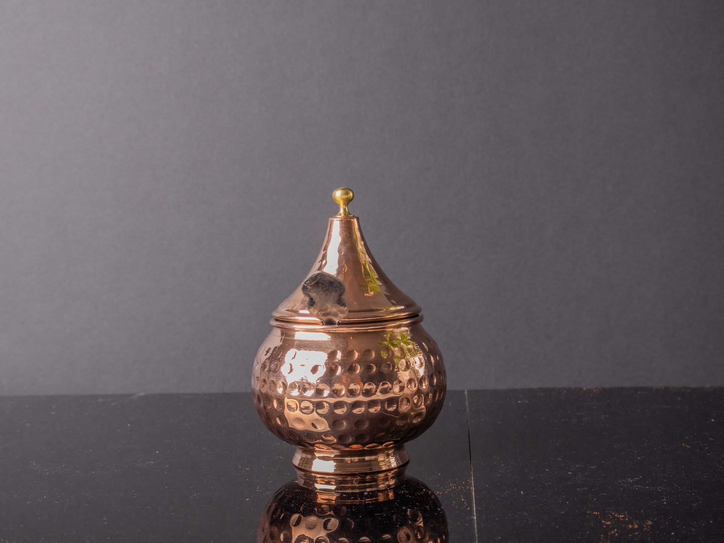 Copper Dome Spice Bowl with Spoon – Handmade Copper