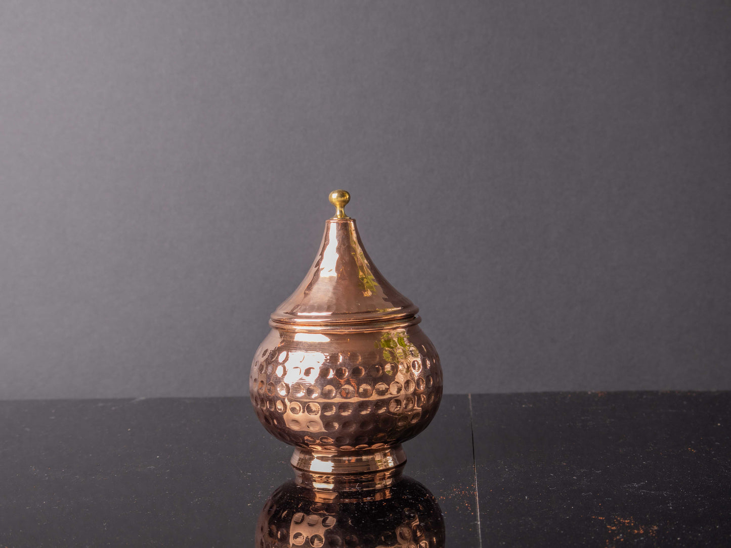 Copper Dome Spice Bowl with Spoon – Handmade Copper