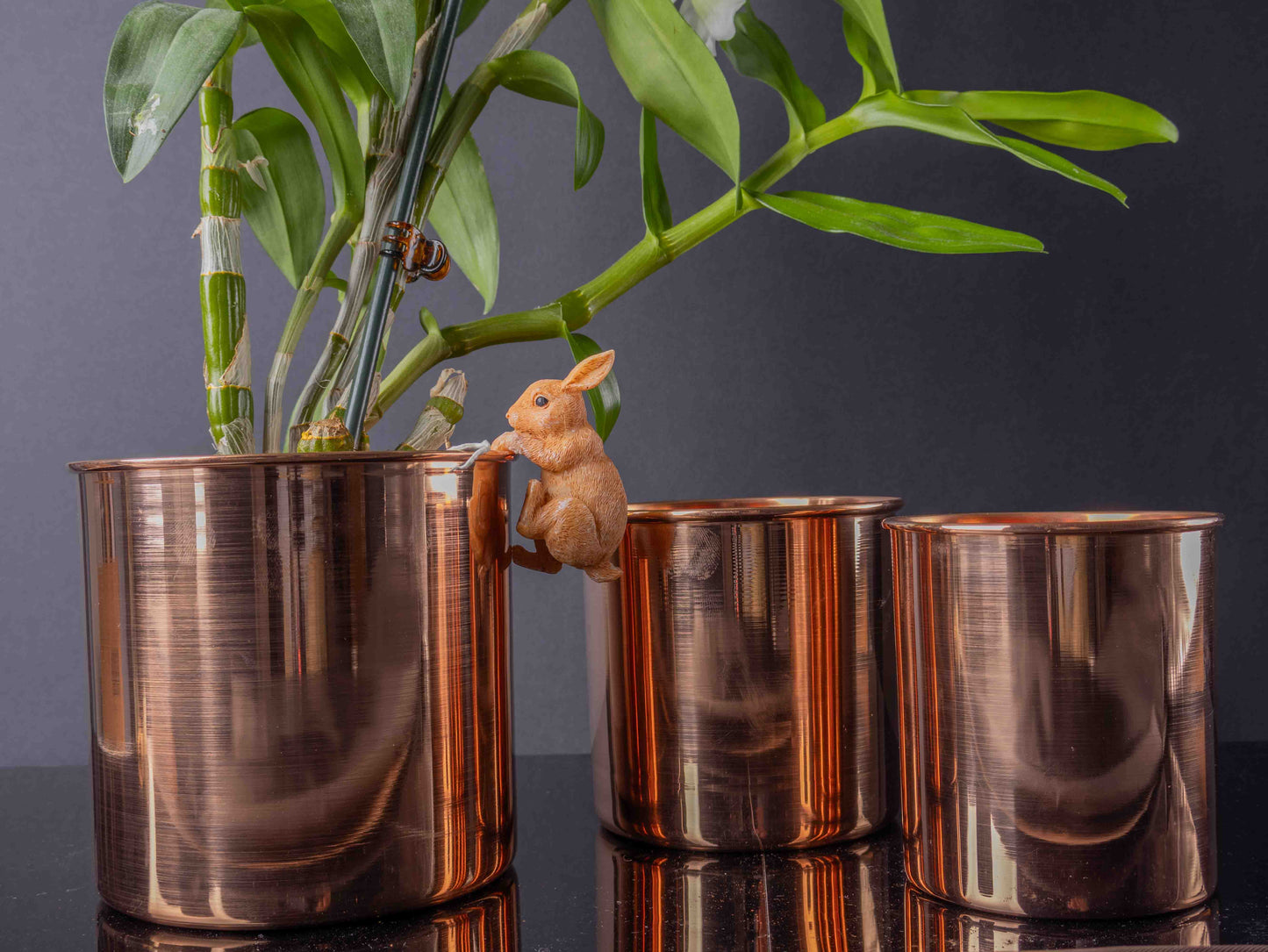 French Flowers Copper Planter Set – Handcrafted Solid Copper Pots