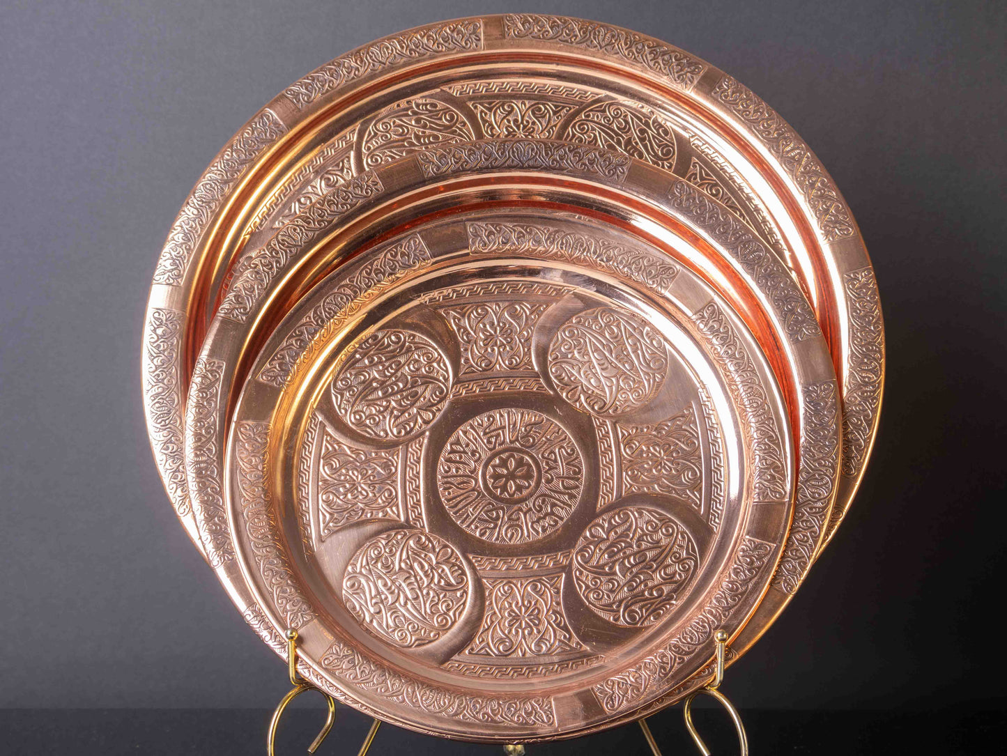 Handmade Copper Serving Tray – Traditional Turkish 0.8mm Copper Decor & Serving Piece