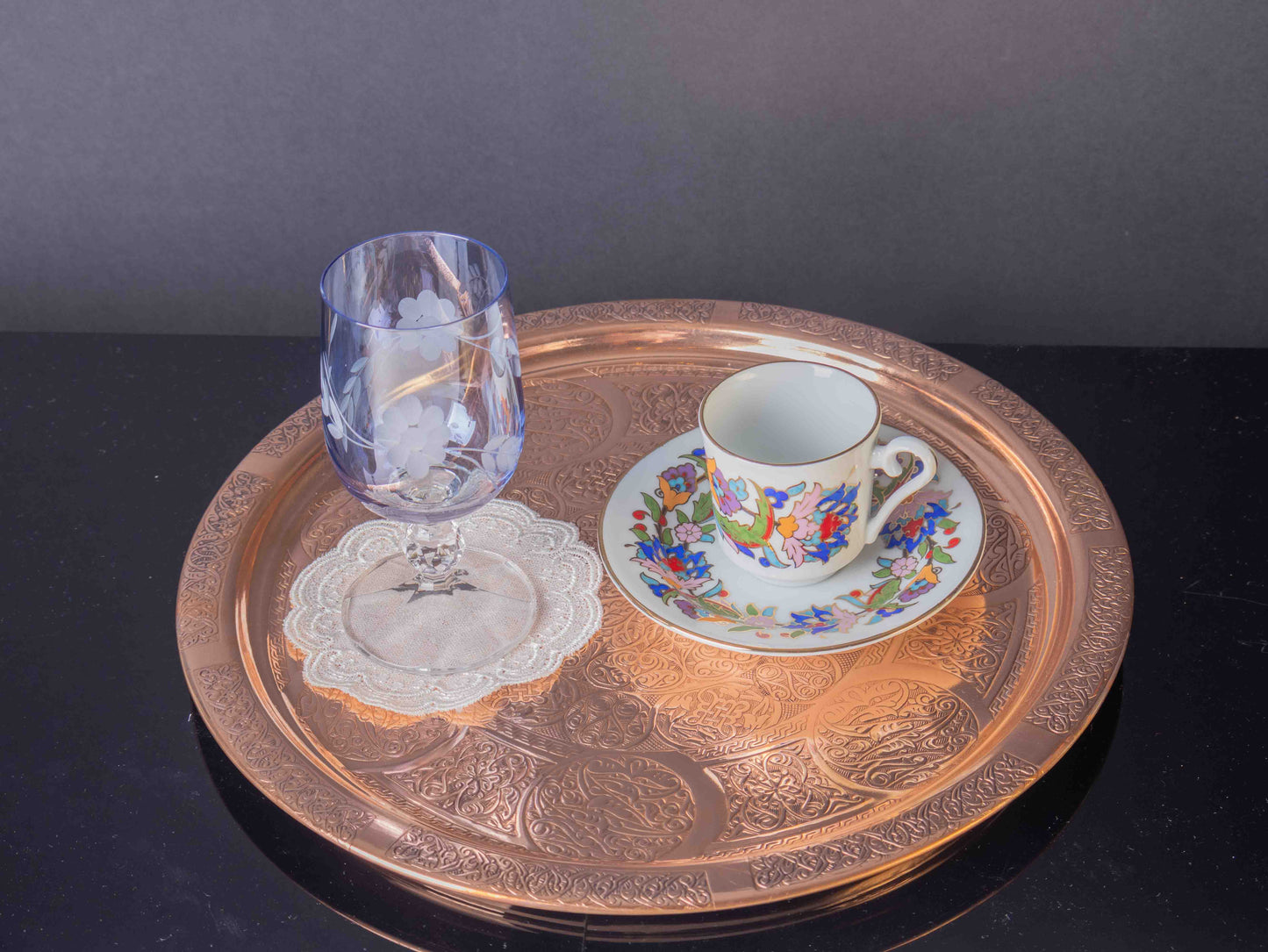 Handmade Copper Serving Tray – Traditional Turkish 0.8mm Copper Decor & Serving Piece