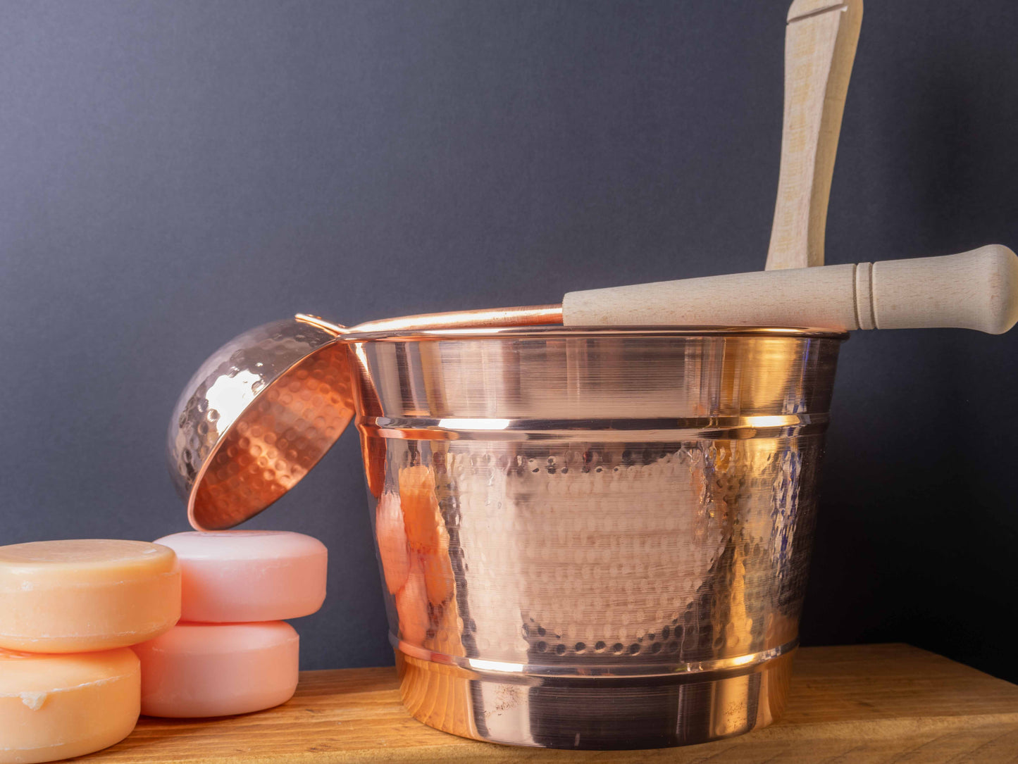 Handmade Copper Sauna Bucket & Ladle — Forged by Turkish Artisans