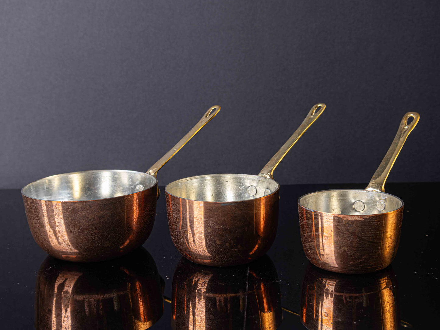 Handmade Mini Copper Sauce Bowls Set – 3-Piece Copper & Brass Serving Bowls