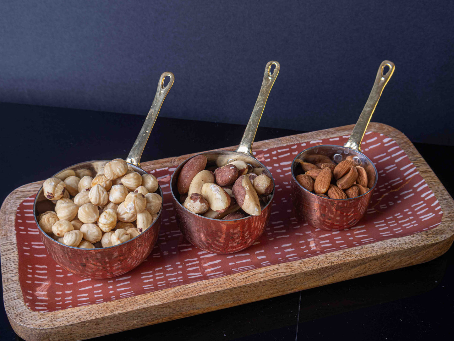 Handmade Mini Copper Sauce Bowls Set – 3-Piece Copper & Brass Serving Bowls