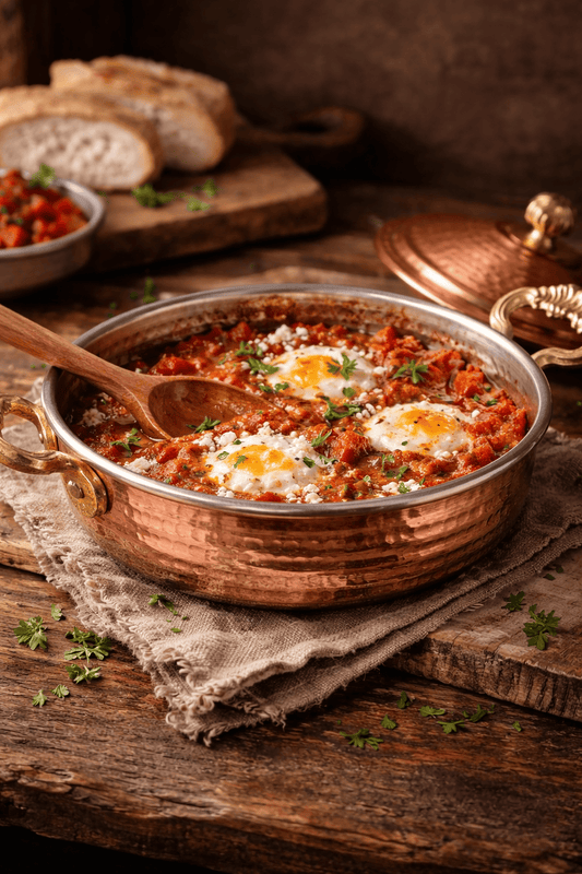 Handmade Hammered Copper Pan Set with Brass Handles – Traditional Turkish Serving Pans