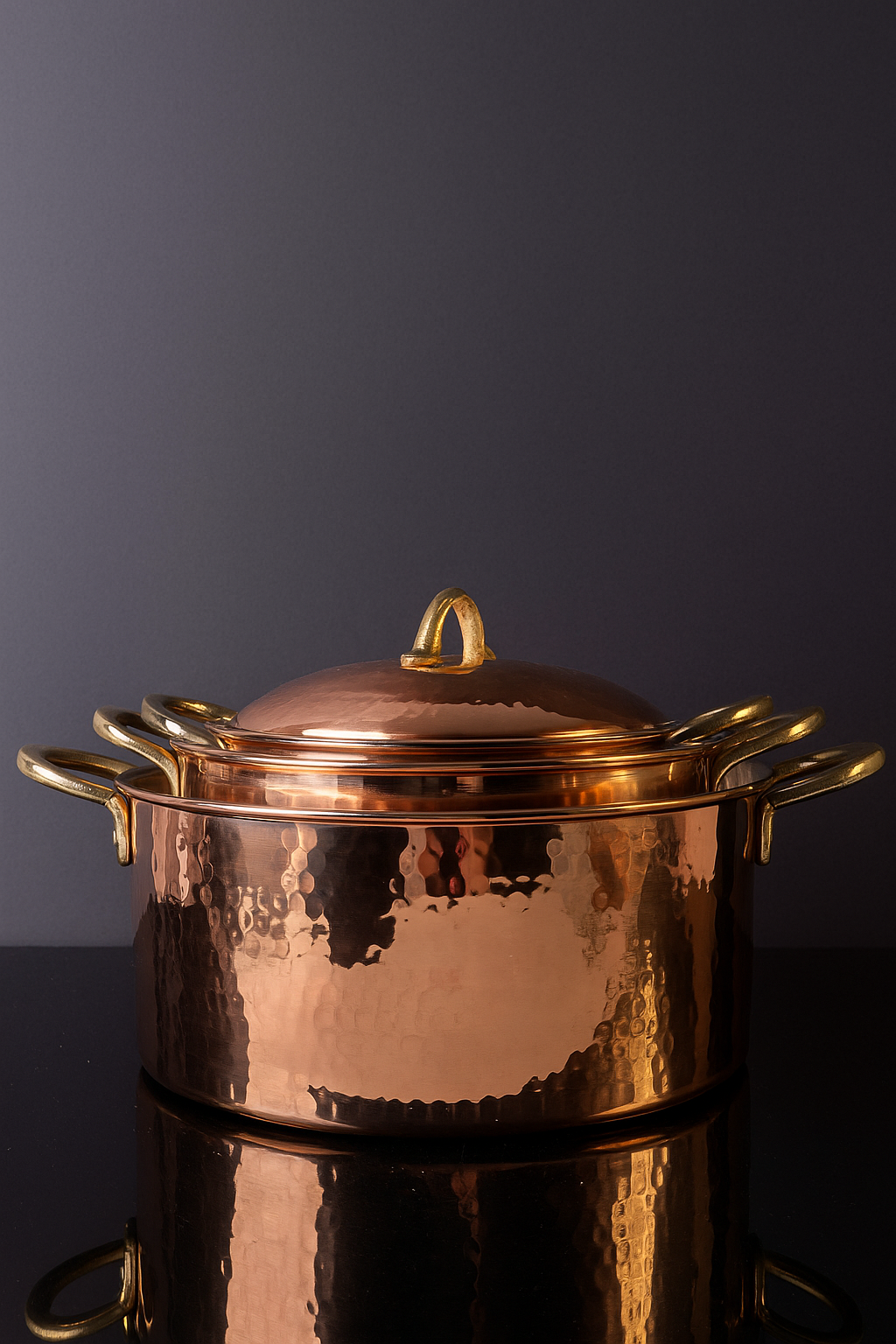 Copper Cooking Pot – Handmade Turkish Cookware with Brass Handles (Tin-Lined, 0.9–1 mm Thick)
