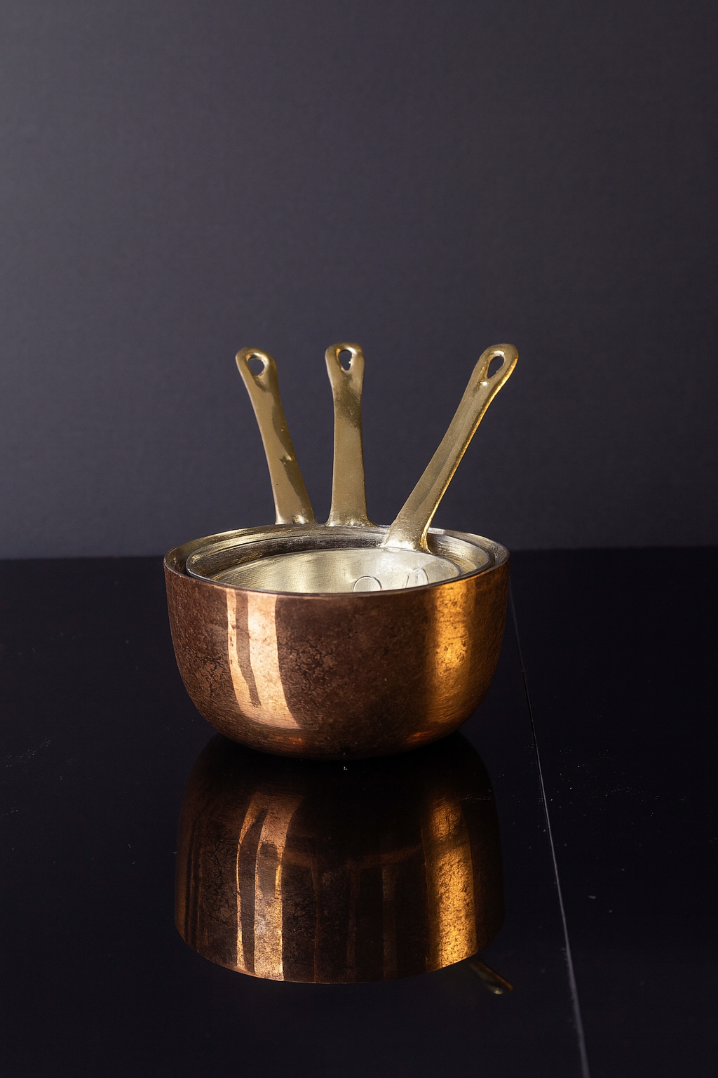 Handmade Mini Copper Sauce Bowls Set – 3-Piece Copper & Brass Serving Bowls