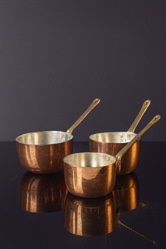 Handmade Mini Copper Sauce Bowls Set – 3-Piece Copper & Brass Serving Bowls
