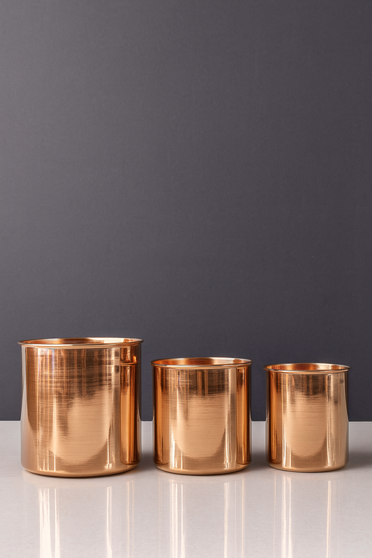 French Flowers Copper Planter Set – Handcrafted Solid Copper Pots