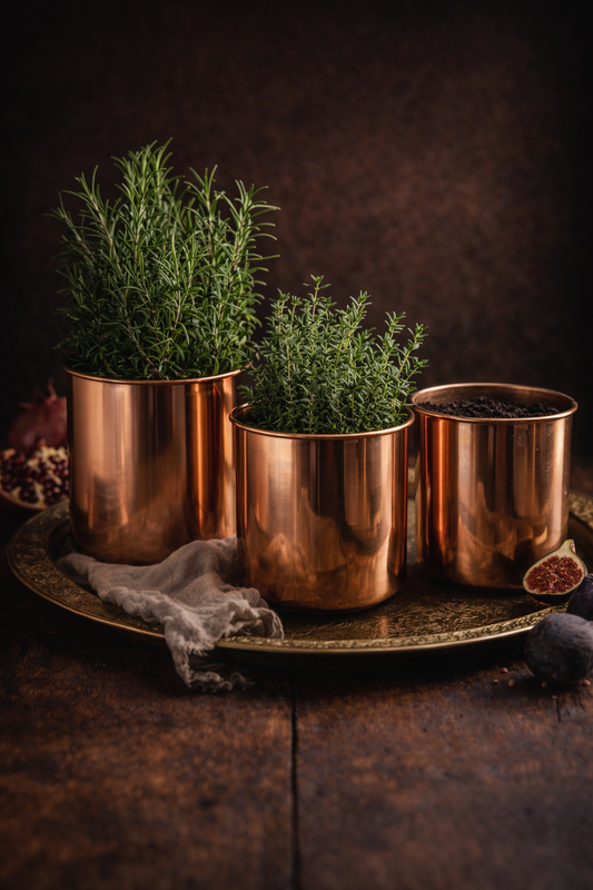 French Flowers Copper Planter Set – Handcrafted Solid Copper Pots