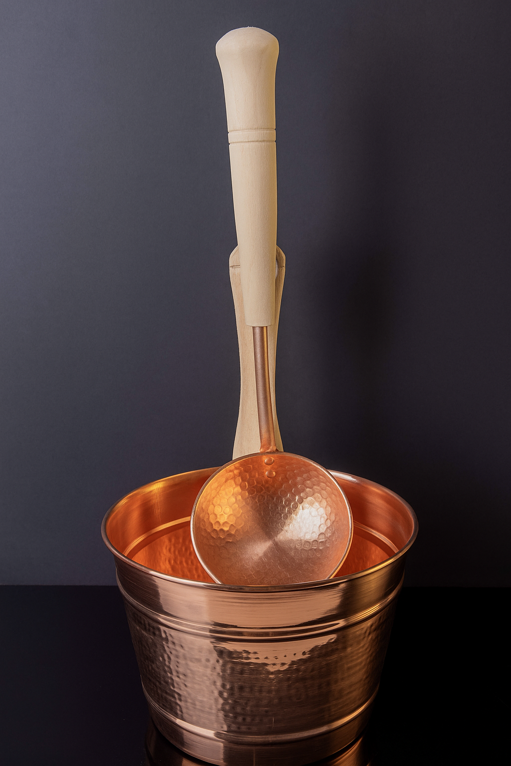 Handmade Copper Sauna Bucket & Ladle — Forged by Turkish Artisans