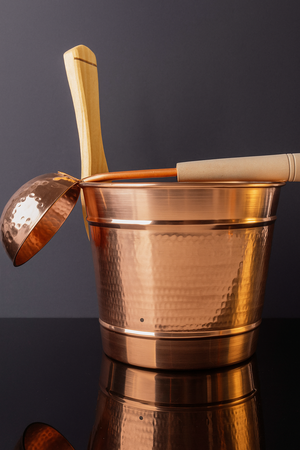 Handmade Copper Sauna Bucket & Ladle — Forged by Turkish Artisans