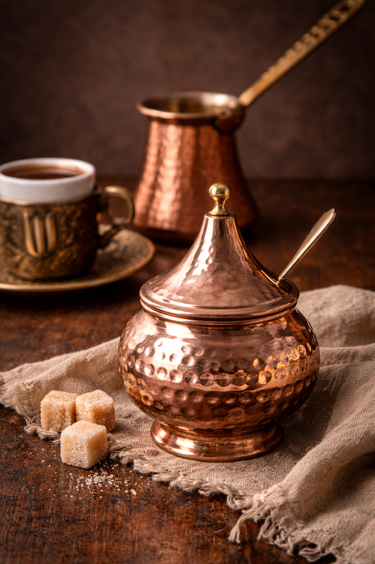 Copper Dome Spice Bowl with Spoon – Handmade Copper