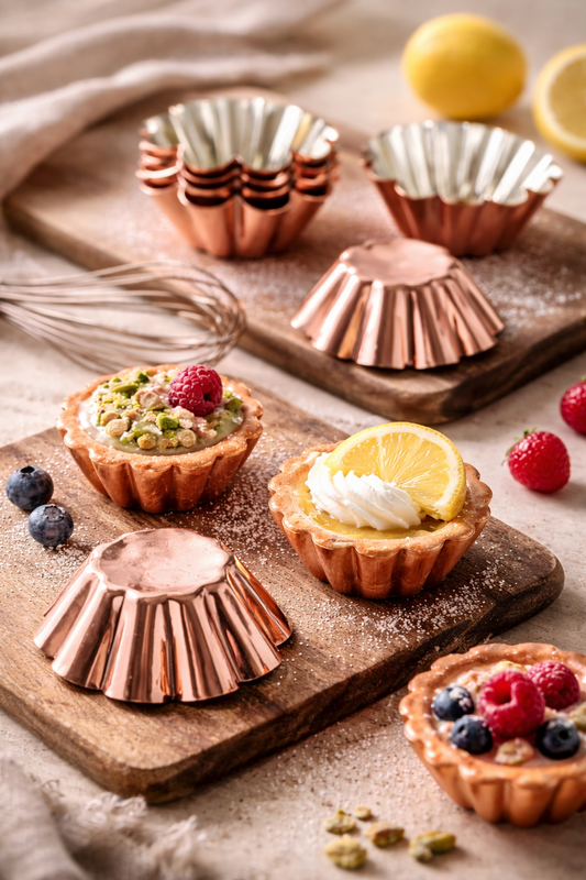 Copper Tartlet Molds- Set of 4 - Handmade baking Mold