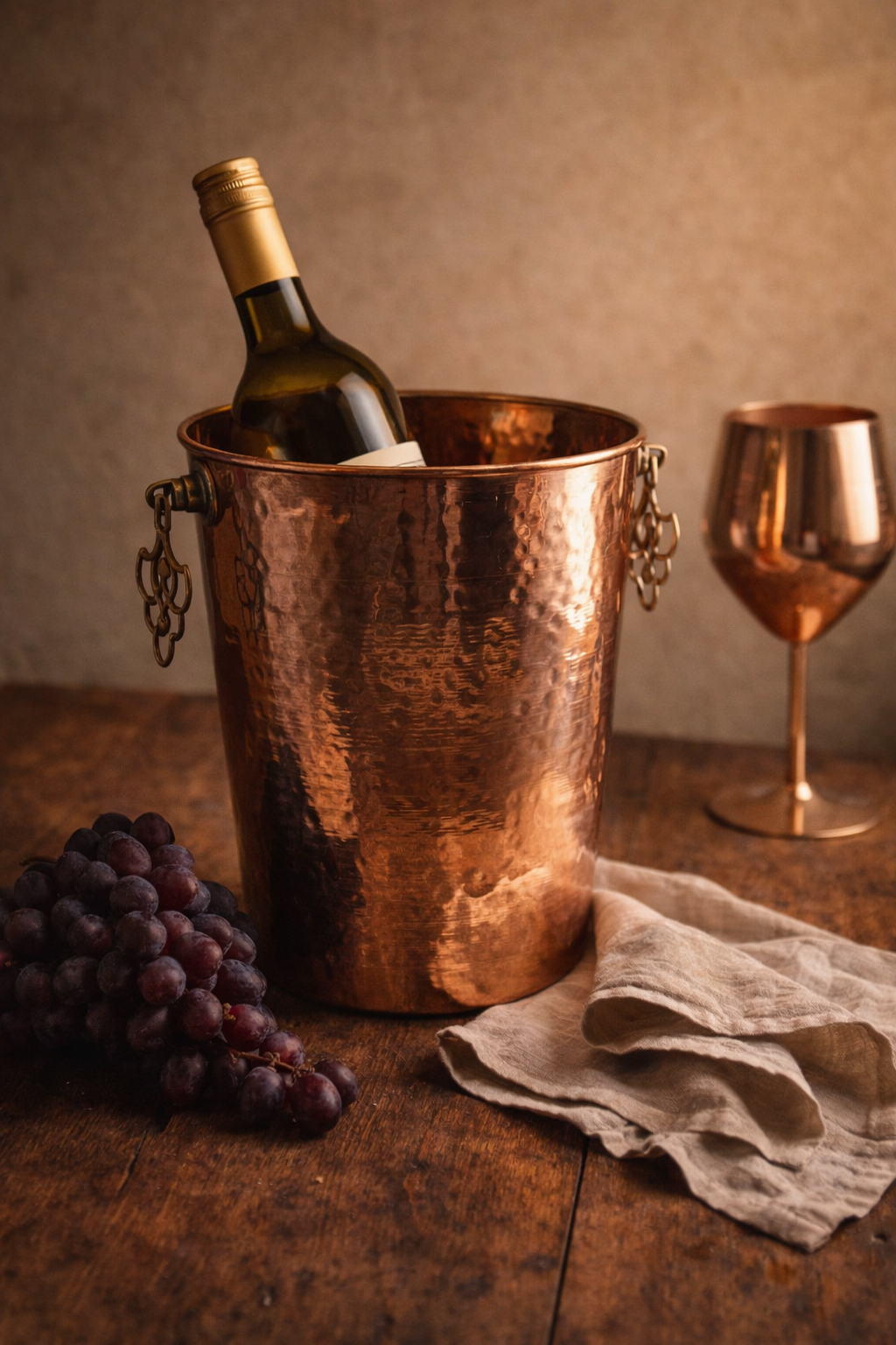 Hammered Copper Wine Cooler – Handmade Bottle Chiller